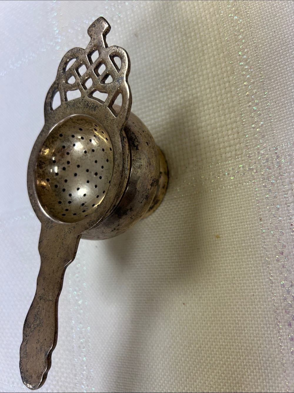 Vintage silver plated tea strainer and drip bowl set image 5